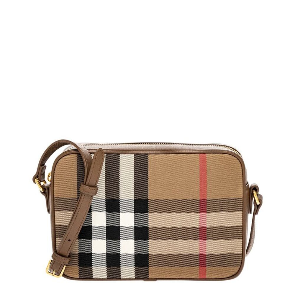 Burberry Check Canvas & Leather Shoulder Bag, Brown